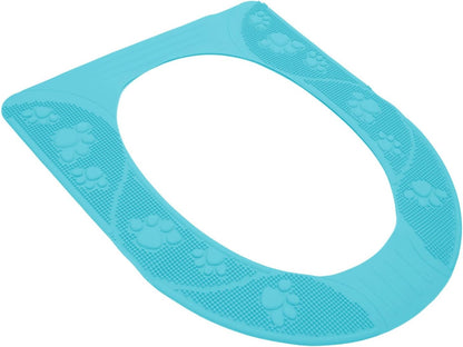 Universal Toilet Seat Cover, Washable Silicone Non Slip Toilet Seat Cover Pad for Bathroom, Four Season Use (Sky Blue)