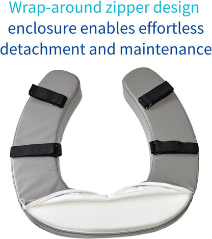 Padded Toilet Seat Cushion with 2-Inch High-Density Foam & Waterproof PU Fabric, U-Shape Padded Toilet Cushion - Secure Hook & Loop Tape, Fits Standard Toilets (Grey)
