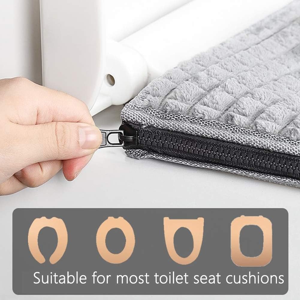 Bathroom Soft Toilet Seat Cover Pad -Toilet Seat Cushion Washable and Comfortable Toilet Seat Cover Pads, Fits Most Size Toilet Lids for Bathroom (Gray)