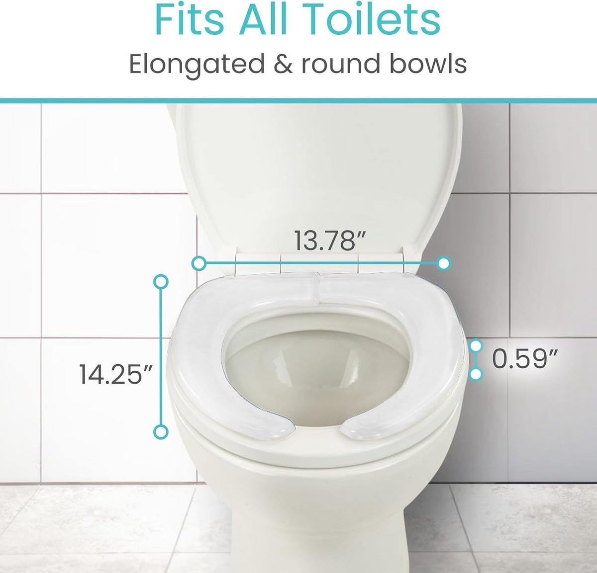 Vive Gel Toilet Seat Cushion Cover - Raised Padded Riser Cushion for Elongated, Standard, and Commode Chairs- Seat Warmer Pressure & Pain Relief Comfort- Adhesive Donut Pad for Elderly, Seniors