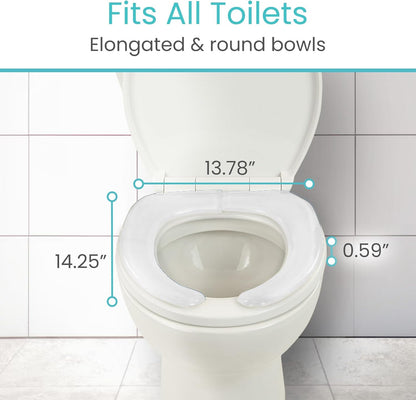 Vive Gel Toilet Seat Cushion Cover - Raised Padded Riser Cushion for Elongated, Standard, and Commode Chairs- Seat Warmer Pressure & Pain Relief Comfort- Adhesive Donut Pad for Elderly, Seniors
