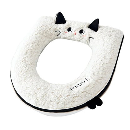 Toilet Seat 2pcs Cartoon Cat-Shaped Toilet Seat Cover Soft Waterproof Bathroom Accessory Thickened for Warmth(Blue flower)