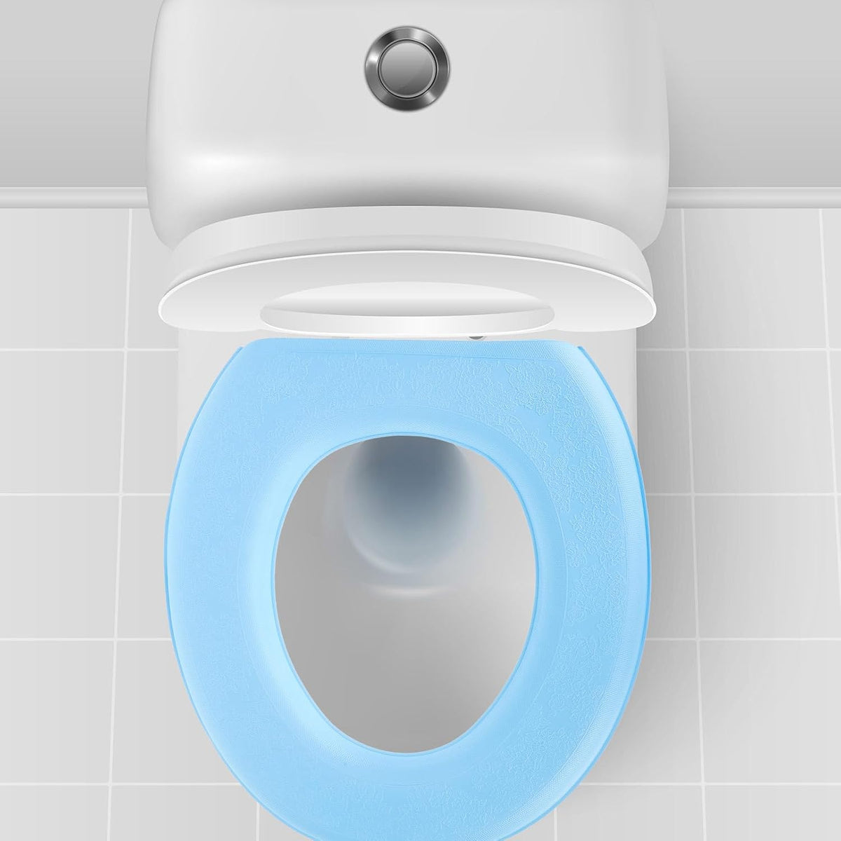 2Pcs Eva Toilet Seat Covers - Thicken, Waterproof, Washable, Self-Adhesive, Warm and Comfortable for Winter, Universal Fit, Blue