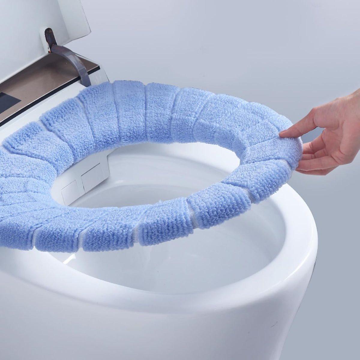 4pcs 4Pcs Knitted Bathroom Thickened Warmer Toilet Seat Cushion Covers Stretchable Washable Cloth Seat Cover