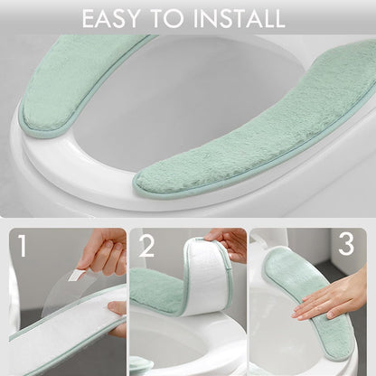 Thick and Warm Toilet Seat Cushion Cover - with Sticky Toilet Seat Cushion - Washable and Reusable Mat for Winter - Double Flap Separation, TPR Back Adhesive, Soft and Protective (Grey)