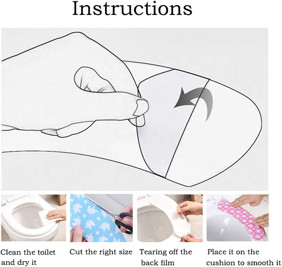 4 Pair Sticky Toilet Seat Lid Cover Pads Washable Toilet Warmer Mat Proector Liner for Bathroom Toilet Seat Cover Pads