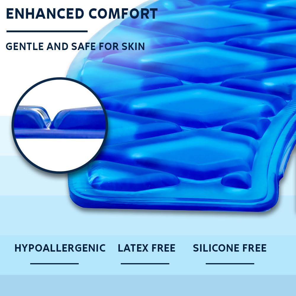 Morvat Gel Toilet Seat Cushion, Washable Padded Riser Cushion for Toilets & Commode Chair, Maximum Pain Relief Comfort & Support, Adhesive Raised Donut Pad for Elderly & Handicapped, Blue, Elongated
