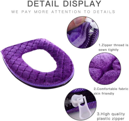 Soft Toilet Seat Cushion Washable and Comfortable Toilet Seat Cover Pads Reusable Thicker Warmer Cover Pads with Zipper (Grey)
