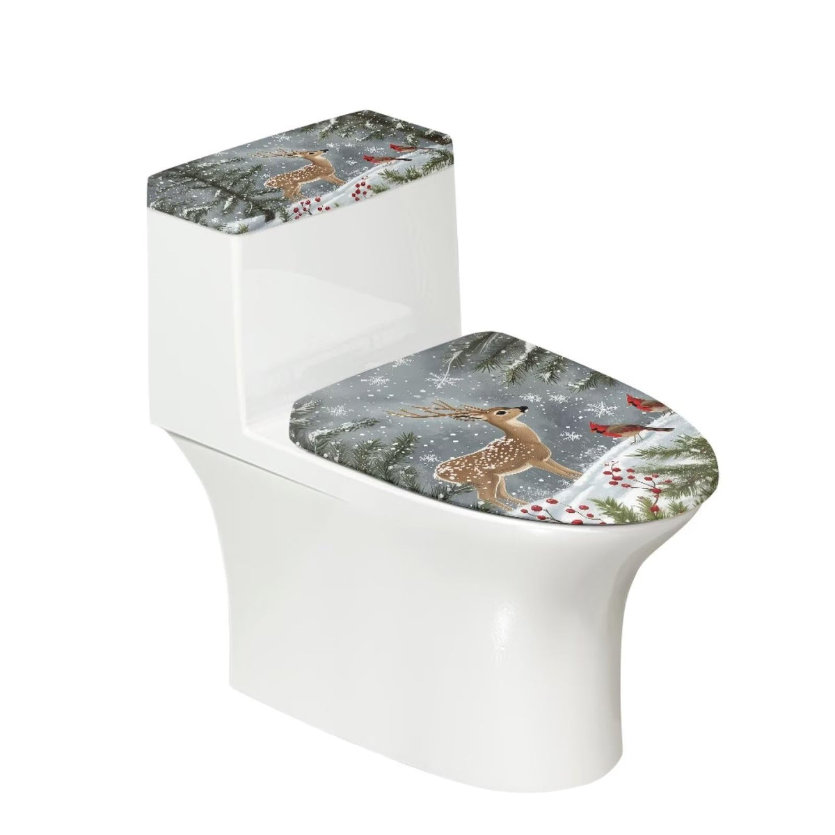 Gray Marble Toilet Cover Set 2 Pack Toilet Seat and Tank Lid Cover Replacement Universal with Elastic Bottom Easy to Clean Bathroom Home Indoor Decoration