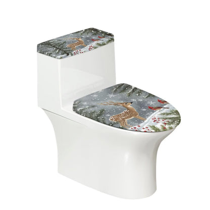 Gray Marble Toilet Cover Set 2 Pack Toilet Seat and Tank Lid Cover Replacement Universal with Elastic Bottom Easy to Clean Bathroom Home Indoor Decoration