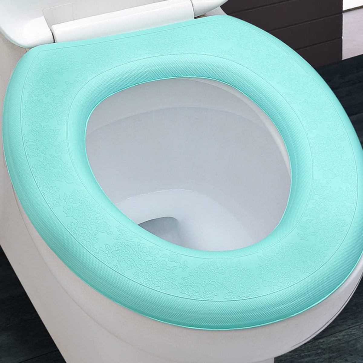 2pcs Eva O-Shaped Toilet Seat Pads Thicken Sticky Washable Comfortable Seat Covers for Home Bathroom