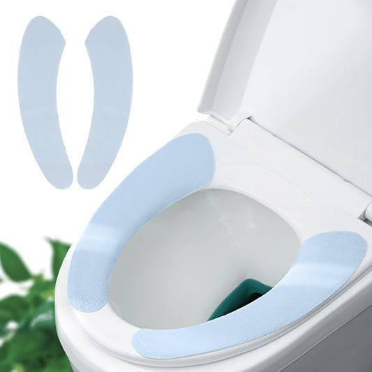 Thin and Warm Toilet Seat Cover Pad – Self-Adhesive, Adjustable and Cut-to-Fit, Comfortable and Easy to Clean, Perfect for Home Bathrooms (Blue)