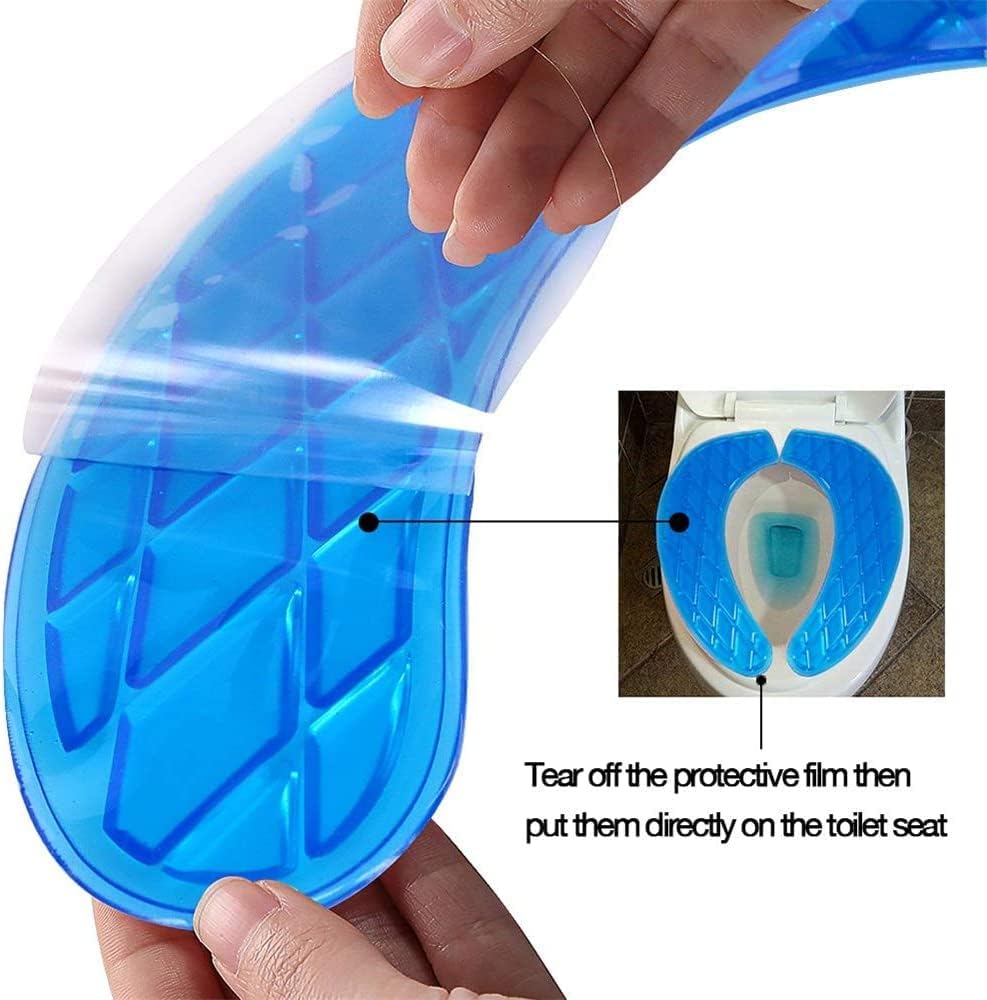 Gel Toilet Seat Cover, Toilet Seat Cushion, Toilet Cover Portable and Washable Toilet Seat Cover Universal, Washable, for Standard U Shape Toilet Seats (Blue)
