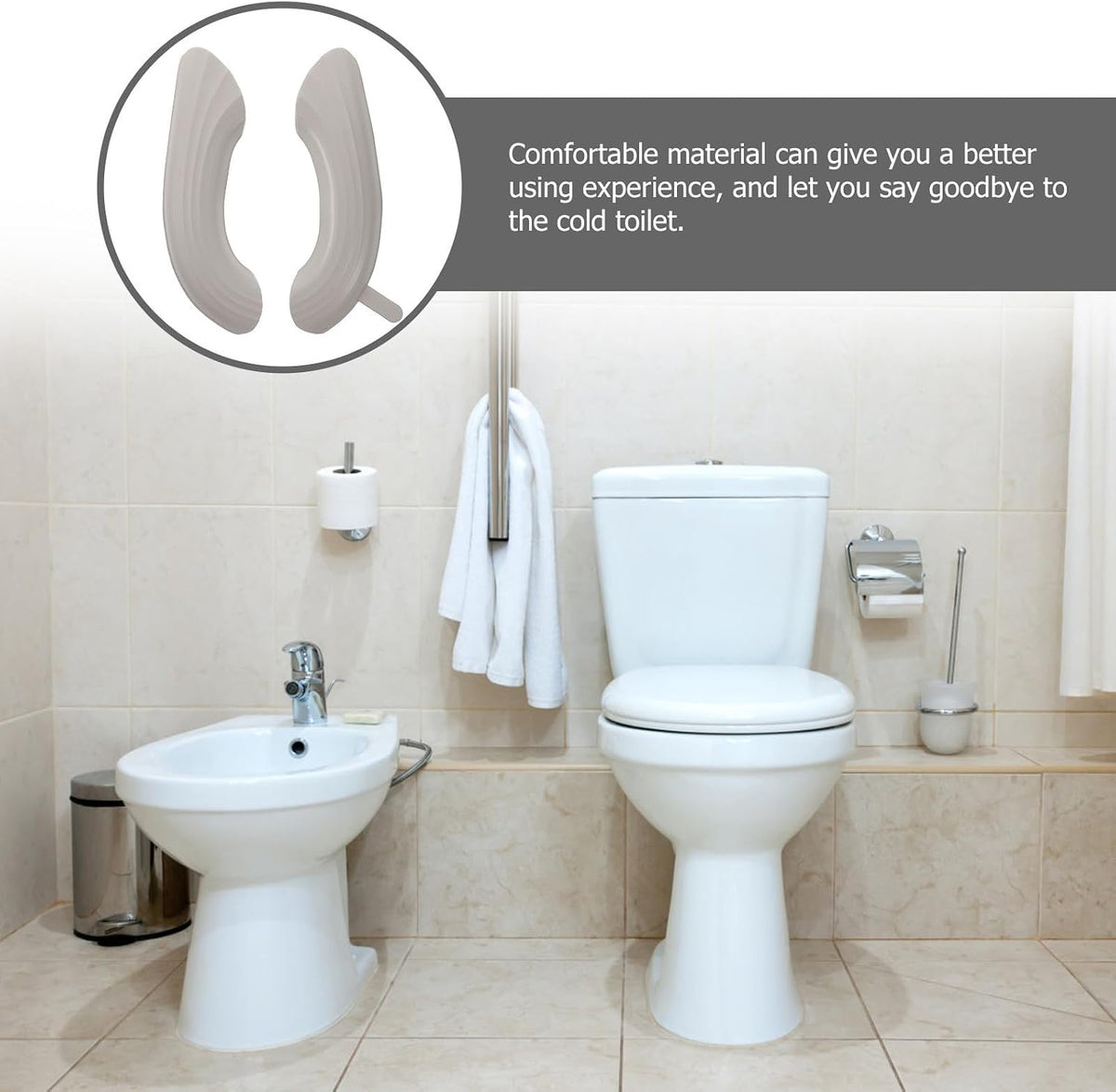 2 Pairs Waterproof Toilet Seat Cushion Pads with Eva Material, Practical and Comfortable Bathroom Toilet Seat Covers, Adhesive and Non-slip, Suitable for Home Use,