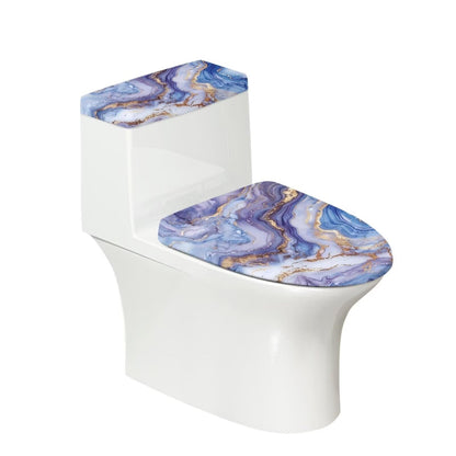 White Marble Lid Cover and Toilet Tank Lid Cover Set of 2,Modern Marble Print Toilet Decoration Replacement Novelty Decorations for Bathroom Accessory Fit Most Round Elongated and Oblong