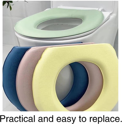 Toilet Seat Cover Warmer, Toilet Seat Cushion, O-Shaped Scrubbable Wash.（ Deep Ocean Blue 2 Pcs）