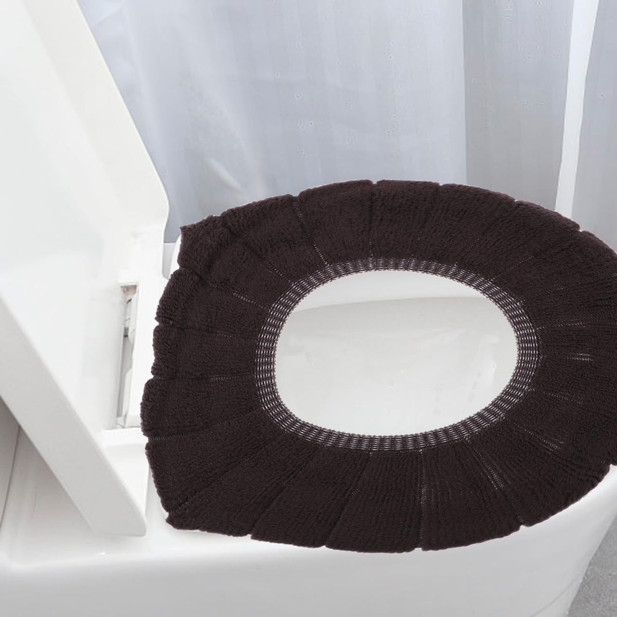 4pcs 4Pcs Knitted Bathroom Thickened Warmer Toilet Seat Cushion Covers Stretchable Washable Cloth Seat Cover