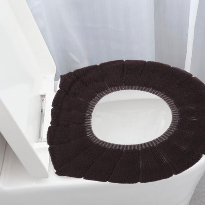 4pcs 4Pcs Knitted Bathroom Thickened Warmer Toilet Seat Cushion Covers Stretchable Washable Cloth Seat Cover