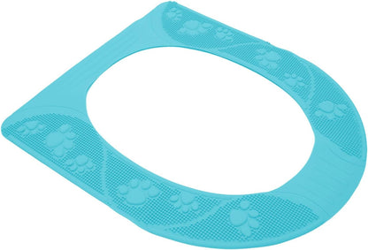 Universal Toilet Seat Cover, Washable Silicone Non Slip Toilet Seat Cover Pad for Bathroom, Four Season Use (Sky Blue)