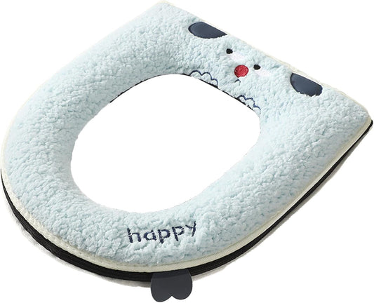 Toilet Seat Cover Pad Thick Warm Toilet Seat Cushion Washable Cloth Mat with Handle Cushioned Cover