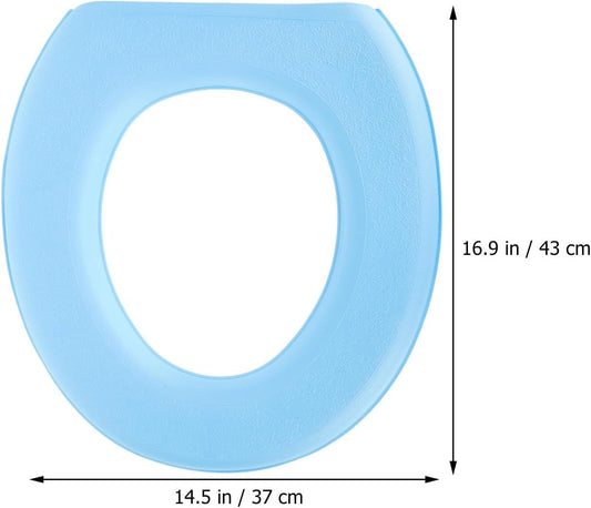 2Pcs Eva Toilet Seat Covers - Thicken, Waterproof, Washable, Self-Adhesive, Warm and Comfortable for Winter, Universal Fit, Blue