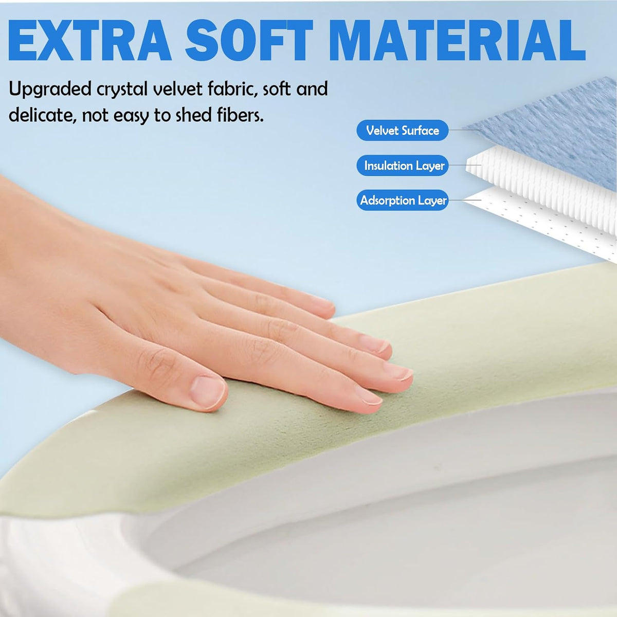 Thin and Warm Toilet Seat Cover Pad – Self-Adhesive, Adjustable and Cut-to-Fit, Comfortable and Easy to Clean, Perfect for Home Bathrooms (Green)