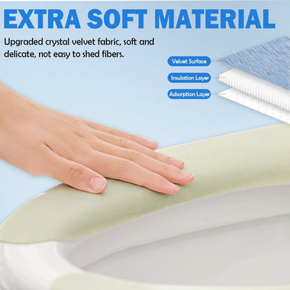 Thin and Warm Toilet Seat Cover Pad – Self-Adhesive, Adjustable and Cut-to-Fit, Comfortable and Easy to Clean, Perfect for Home Bathrooms (Green)