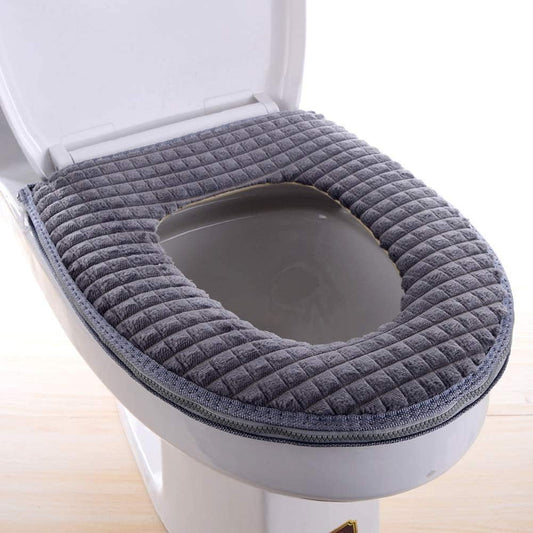 Bathroom Soft Toilet Seat Cover Pad -Toilet Seat Cushion Washable and Comfortable Toilet Seat Cover Pads, Fits Most Size Toilet Lids for Bathroom (Gray)