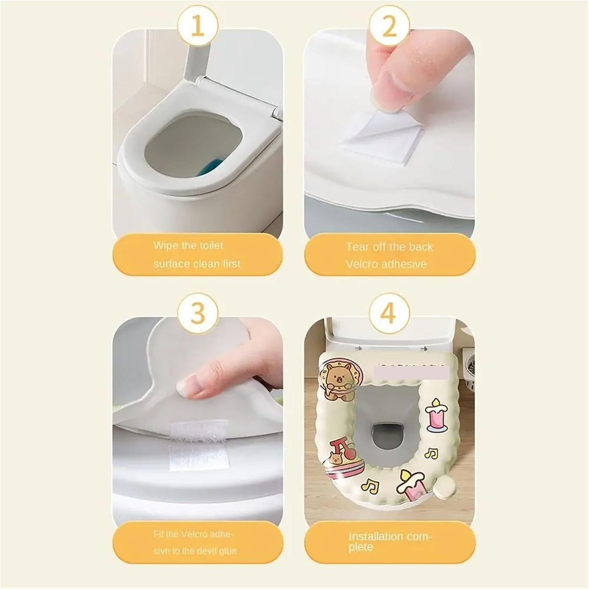 Seat Ring Toilet Cover Extra Handle Waterproof Pad Mat Washable Lid Cushion For Bathroom