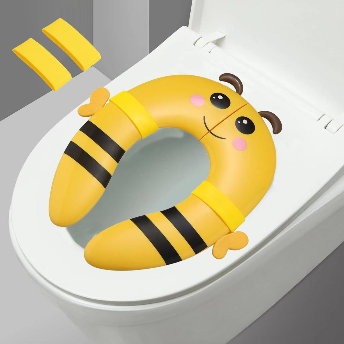 PandaEar Toilet Seat Cover | Folding Travel Toilet Seat for Children and Potty Training | Portable Silicone Toilet Seat for Toddlers, Boys & Girls with Non-Slip Silicone Pads