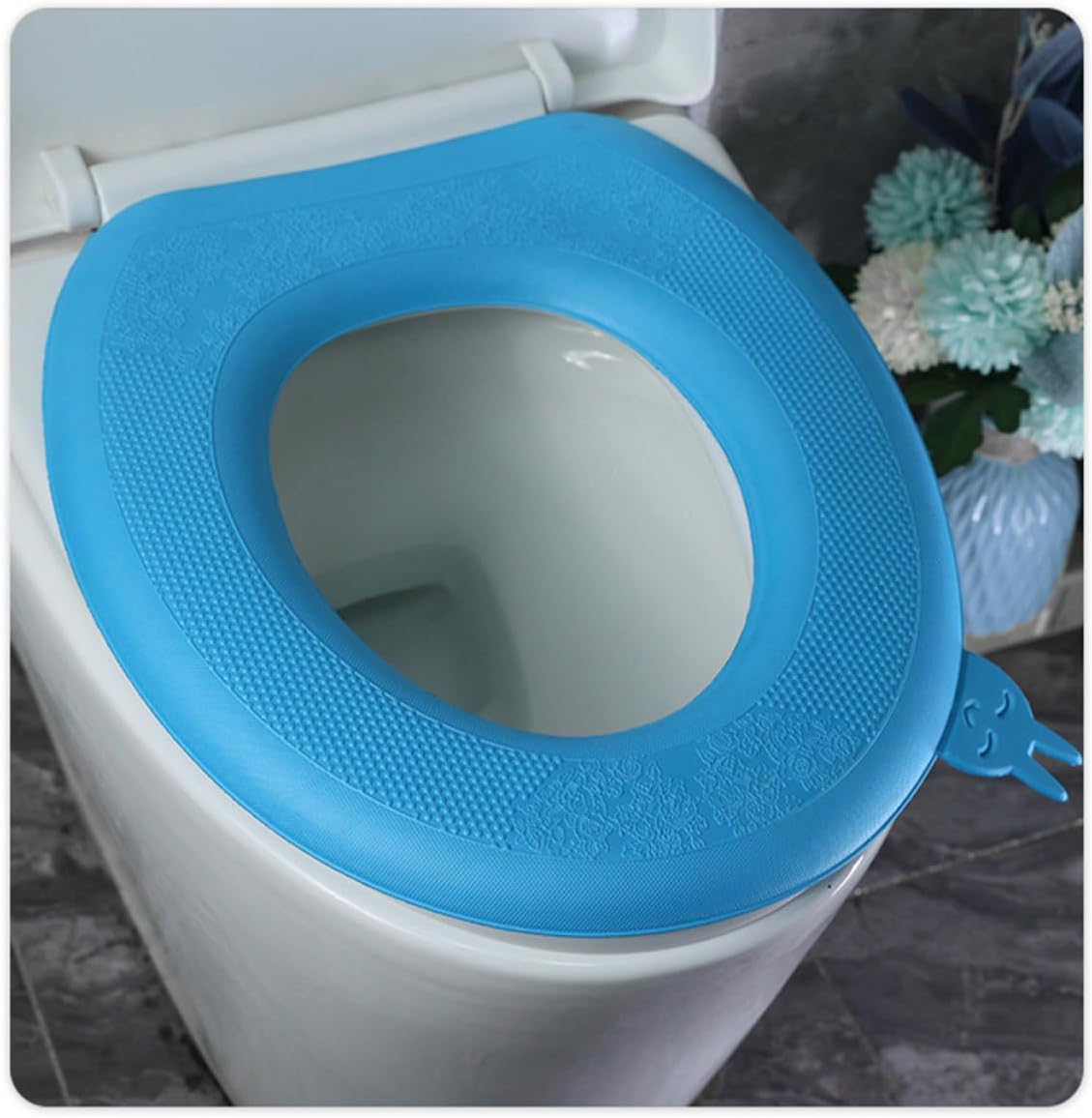 Kisangel 2pcs Blue Eva Waterproof Toilet Seat Cushion Pad Simple Reusable