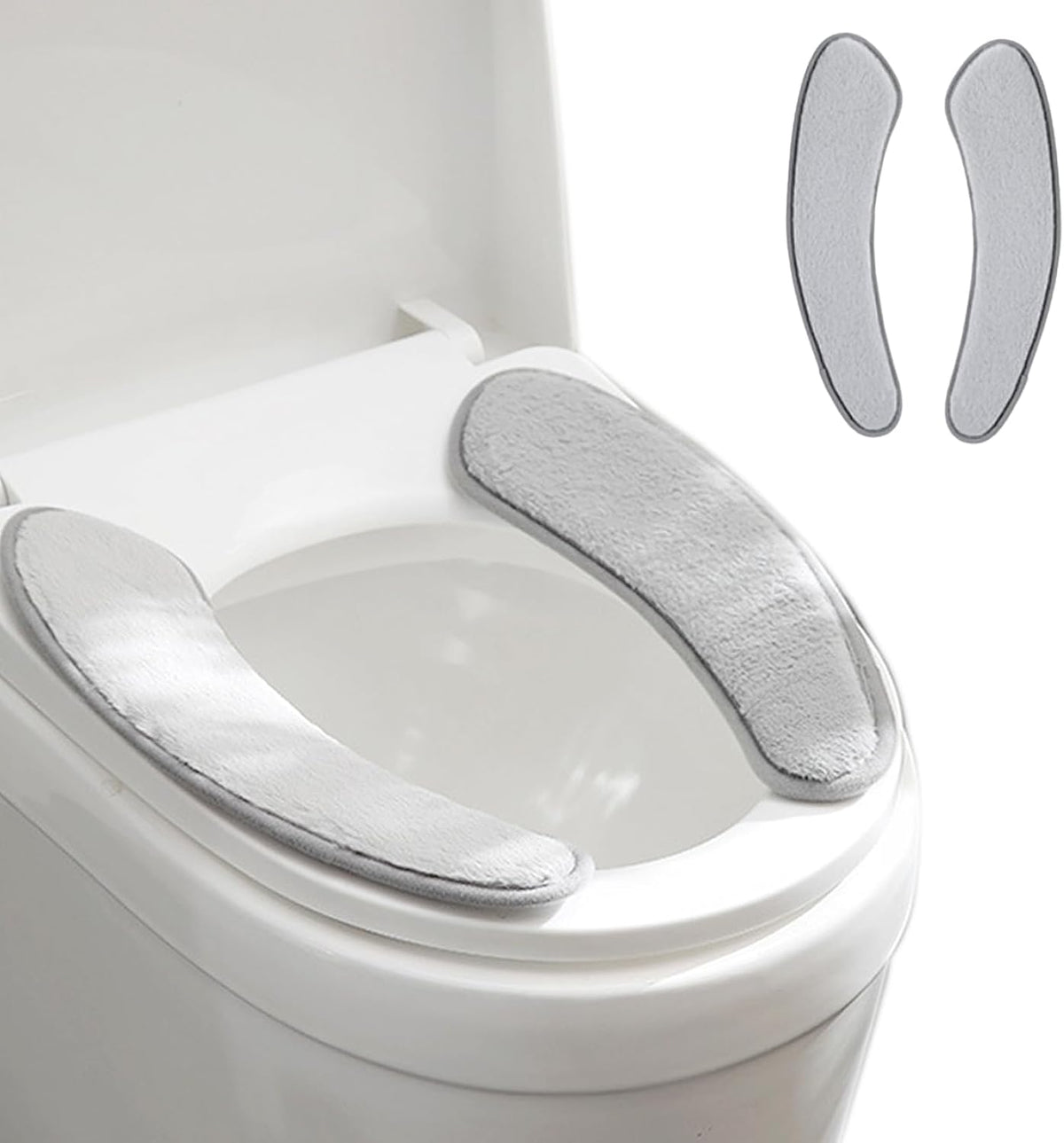 Thick and Warm Toilet Seat Cushion Cover - with Sticky Toilet Seat Cushion - Washable and Reusable Mat for Winter - Double Flap Separation, TPR Back Adhesive, Soft and Protective (Grey)