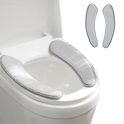 Thick and Warm Toilet Seat Cushion Cover - with Sticky Toilet Seat Cushion - Washable and Reusable Mat for Winter - Double Flap Separation, TPR Back Adhesive, Soft and Protective (Grey)