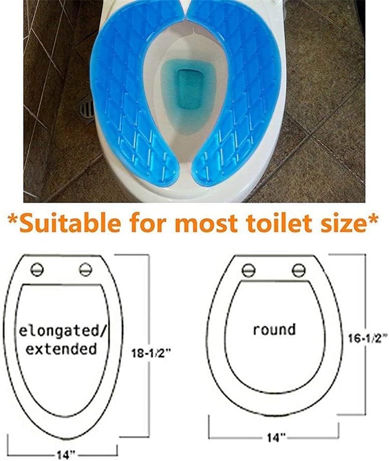 Gel Toilet Seat Cover, Toilet Seat Cushion, Toilet Cover Portable and Washable Toilet Seat Cover Universal, Washable, for Standard U Shape Toilet Seats (Blue)