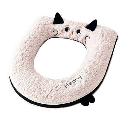 Toilet Seat 2pcs Cartoon Cat-Shaped Toilet Seat Cover Soft Waterproof Bathroom Accessory Thickened for Warmth(Blue flower)