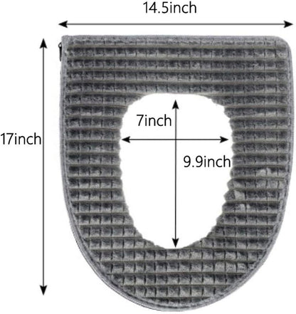 Bathroom Soft Toilet Seat Cover Pad -Toilet Seat Cushion Washable and Comfortable Toilet Seat Cover Pads, Fits Most Size Toilet Lids for Bathroom (Gray)