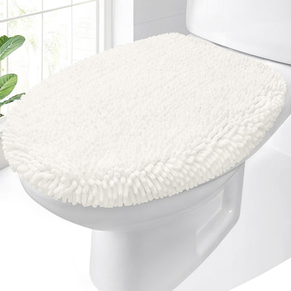OLANLY Soft Chenille Bathroom Toilet Lid Cover, 17.5x15, Gray