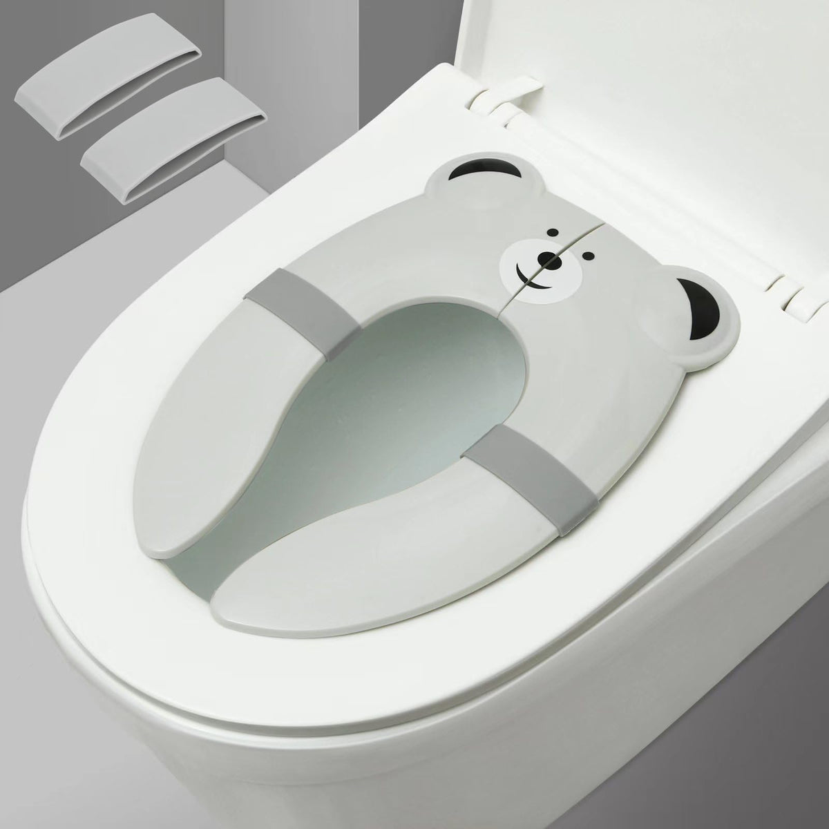 PandaEar Toilet Seat Cover | Folding Travel Toilet Seat for Children and Potty Training | Portable Silicone Toilet Seat for Toddlers, Boys & Girls with Non-Slip Silicone Pads