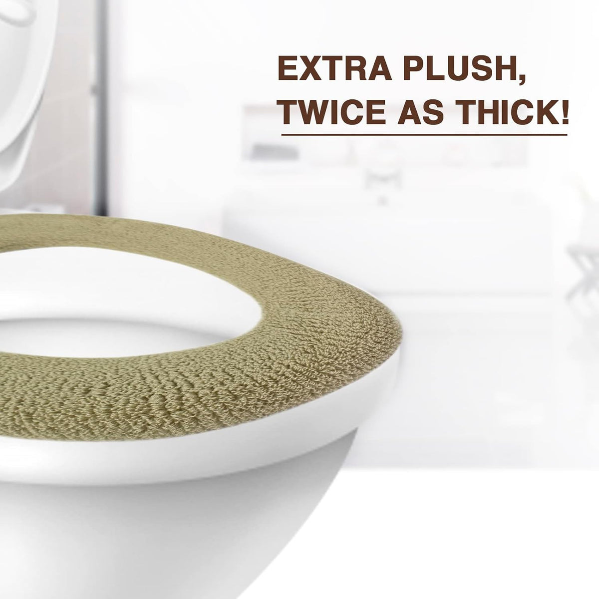 Soft Toilet Seat Cover - Plush & Thick Fabric Toilet Seat Warmer for Round & Elongated 14x18" Toilet Seats - Reusable, Machine-Washable, Easy-Install - Gift-Ready Packaging - Frost Gray