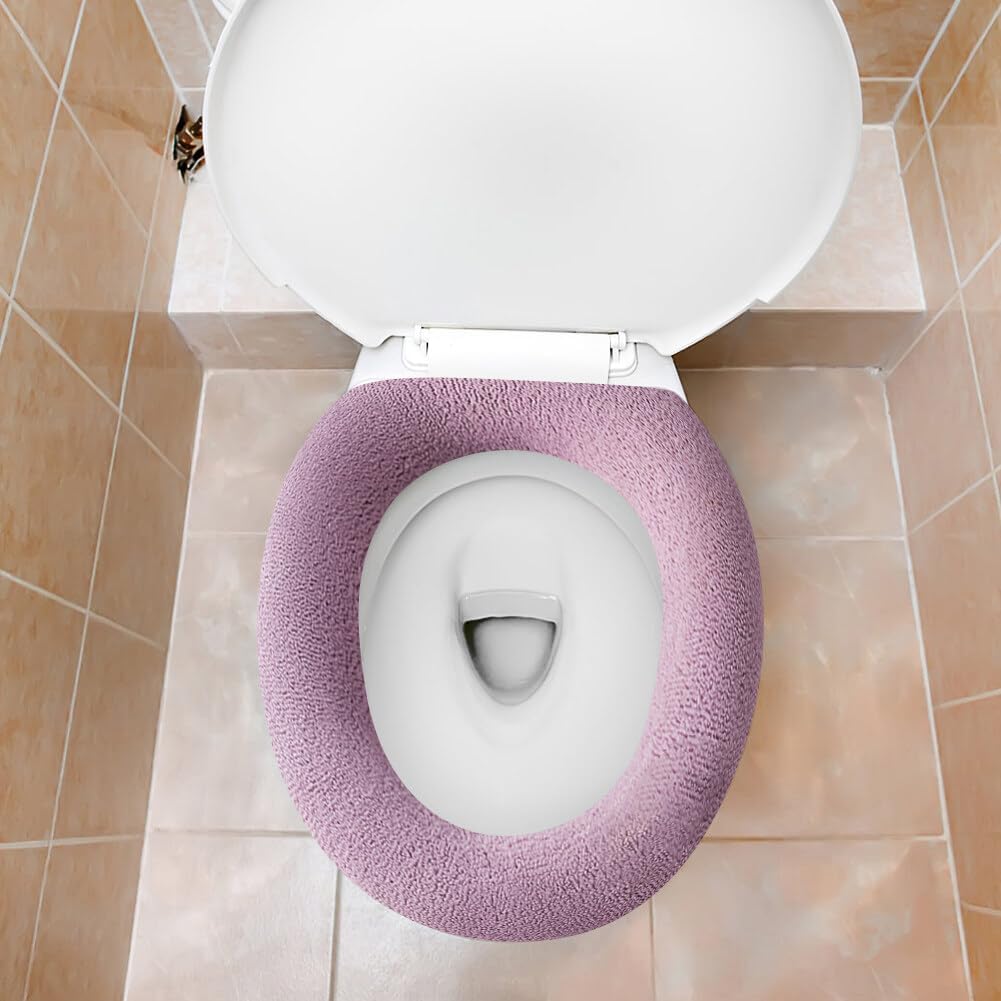 4 Pcs Soft Toilet Seat Cover Pad, Bathroom Soft Thicker Warmer Stretchable