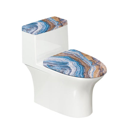 White Marble Lid Cover and Toilet Tank Lid Cover Set of 2,Modern Marble Print Toilet Decoration Replacement Novelty Decorations for Bathroom Accessory Fit Most Round Elongated and Oblong