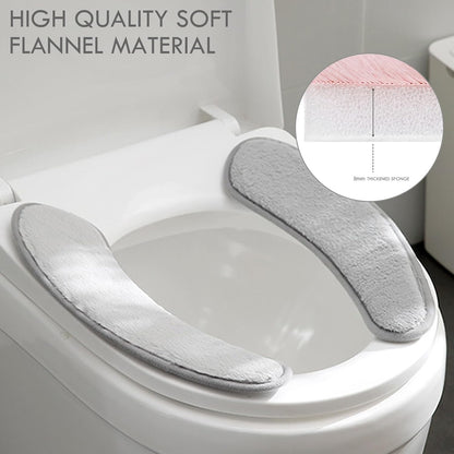 Thick and Warm Toilet Seat Cushion Cover - with Sticky Toilet Seat Cushion - Washable and Reusable Mat for Winter - Double Flap Separation, TPR Back Adhesive, Soft and Protective (Grey)