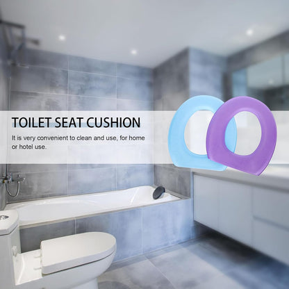 2Pcs Eva Toilet Seat Covers - Thicken, Waterproof, Washable, Self-Adhesive, Warm and Comfortable for Winter, Universal Fit, Blue