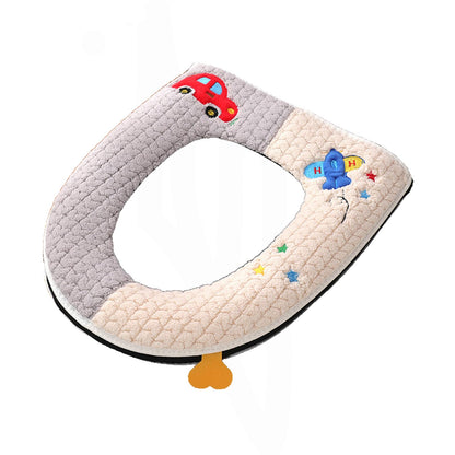 Warm Toilet Seat Cover with Handle for Bathroom (Pink Alpaca)