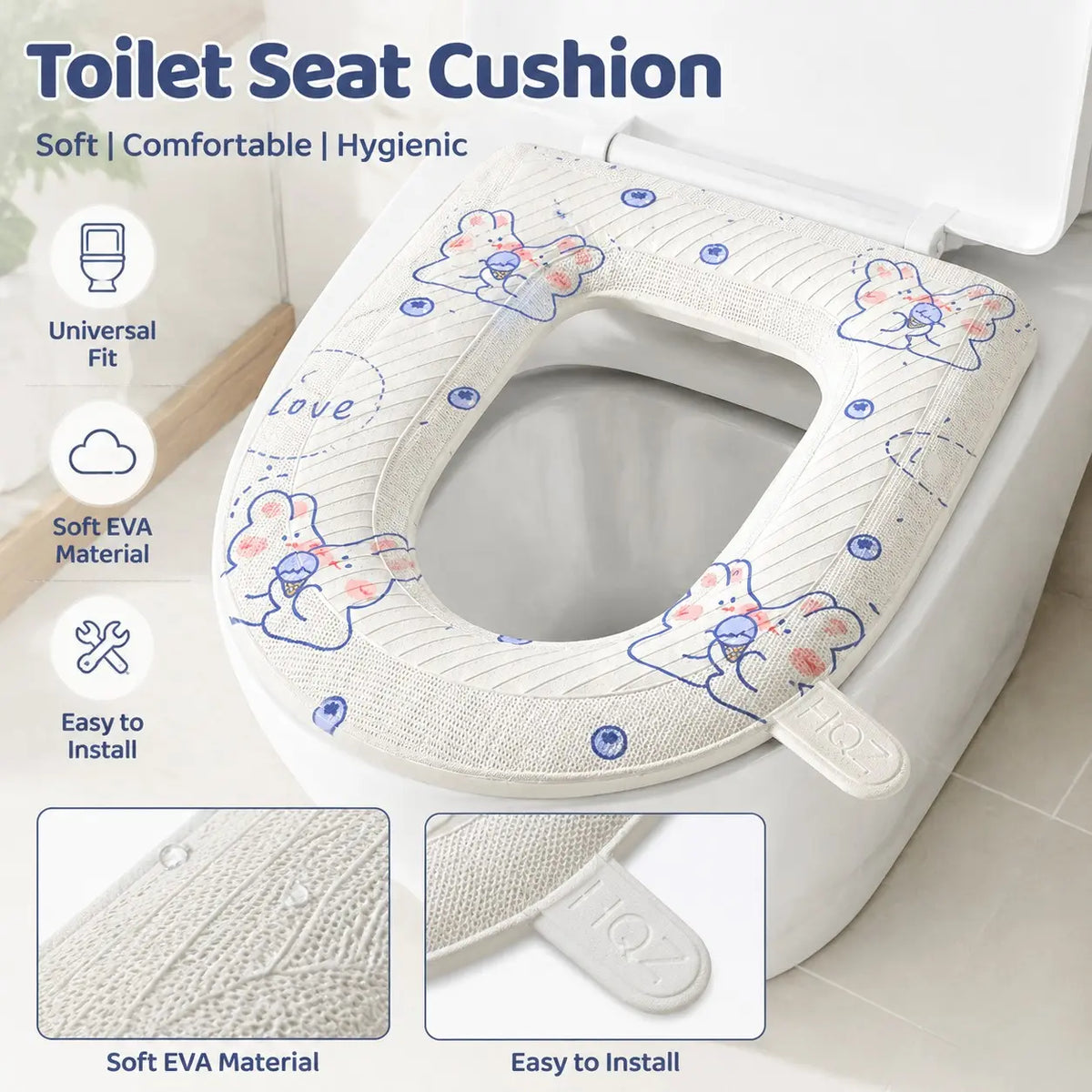 3-Pack Universal Toilet Seat Cushion, Soft Eva Padded, Waterproof, Easy Clean, Fits Most O/v/u Shape Toilets, Bathroom Seat Pad, Toilet Seat Covers for Bathroom