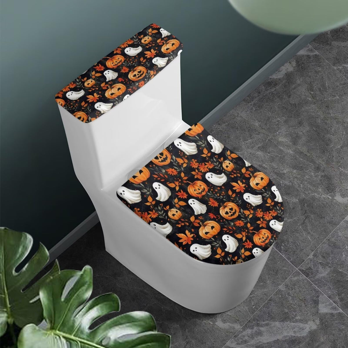 White Marble Lid Cover and Toilet Tank Lid Cover Set of 2,Modern Marble Print Toilet Decoration Replacement Novelty Decorations for Bathroom Accessory Fit Most Round Elongated and Oblong