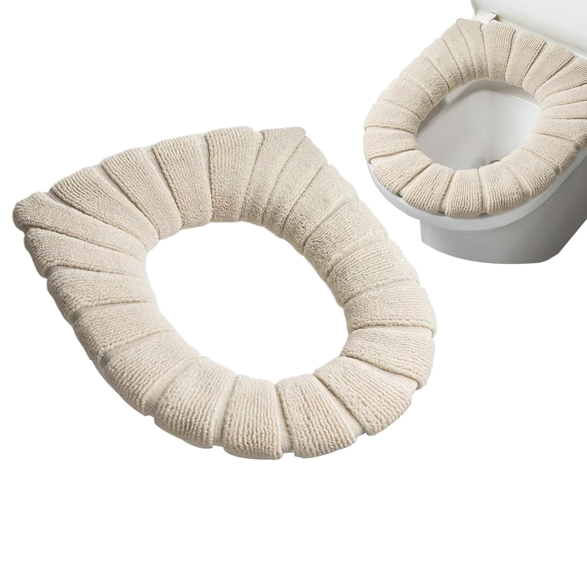 5 Pack Soft Thicker Bathroom Toilet Seat Cover,Soft Warmer Toilet Seat Cushion Cover Stretchable Fits All Oval Toilet Seats Washable Fiber Cloth (Coffee)