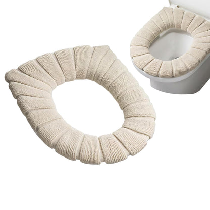 5 Pack Soft Thicker Bathroom Toilet Seat Cover,Soft Warmer Toilet Seat Cushion Cover Stretchable Fits All Oval Toilet Seats Washable Fiber Cloth (Coffee)