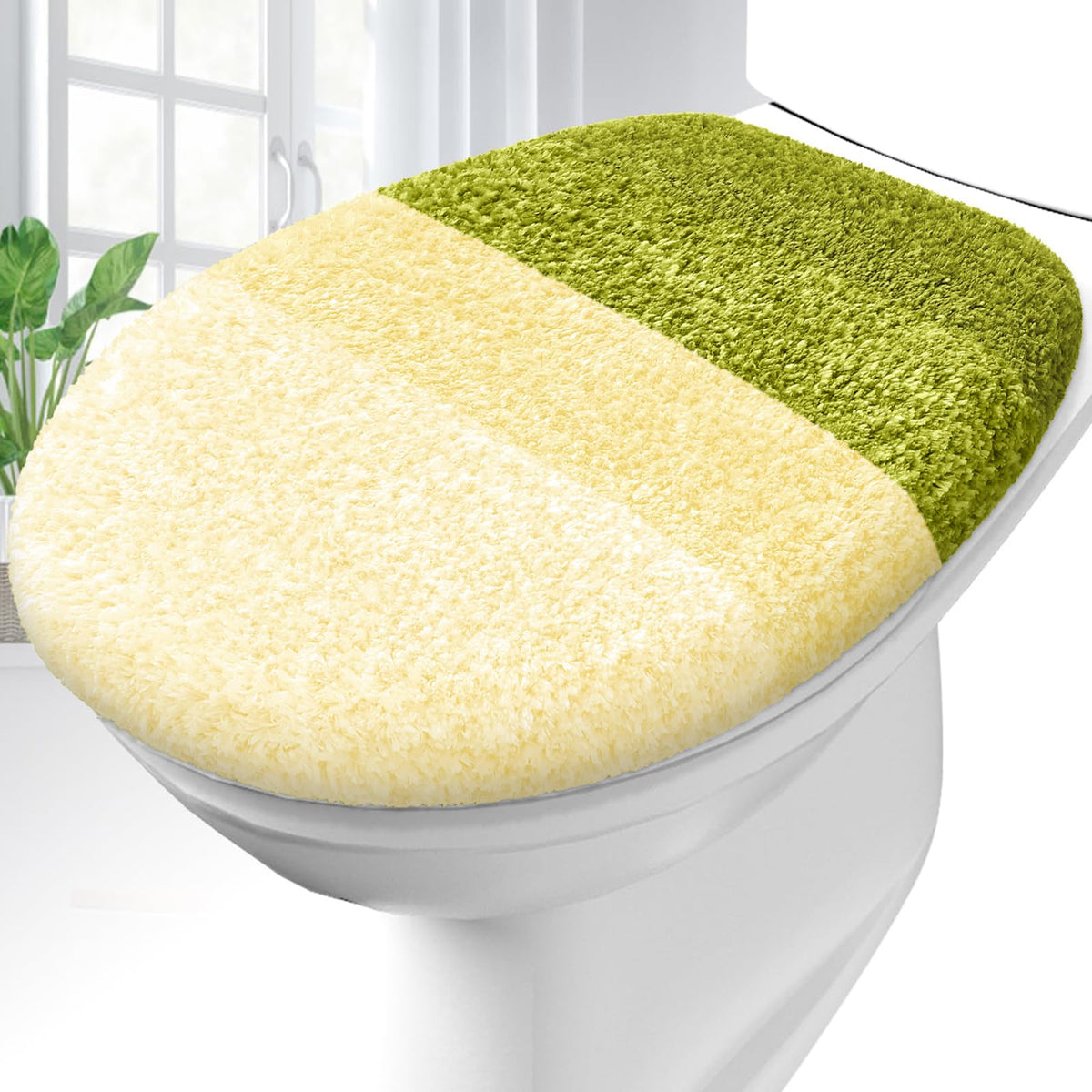 OLANLY Soft Microfiber Bathroom Toilet Lid Cover, 17.5x15, Gray
