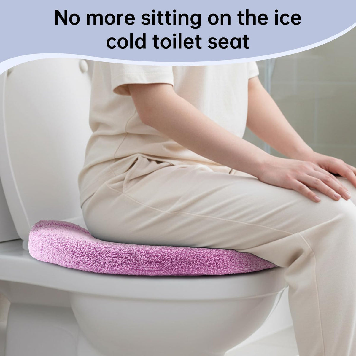 Toilet Seat Cover with Snaps Fixed,Thick Warmer,Machine Washable(purple)